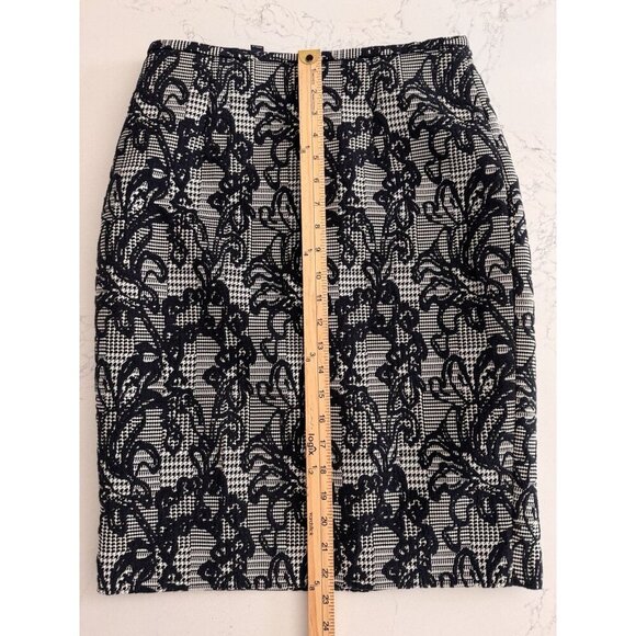 Brooks Brothers Skirt Womens Size 4 Navy/White Embroidered Floral Houndstooth - Picture 11 of 14